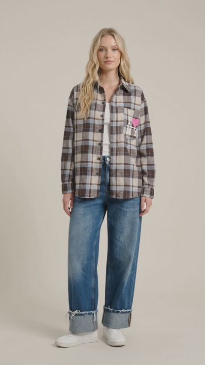 Camicia Oversize a Quadri con Taschino "I ❤️ NY" - W26C373 - MOTEL