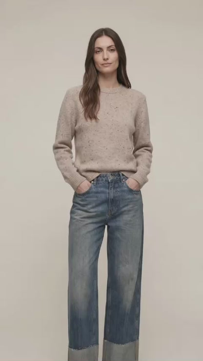 Flecked Wool Blend Crew Neck Sweater - d82397ai26camp - TENSIONE IN