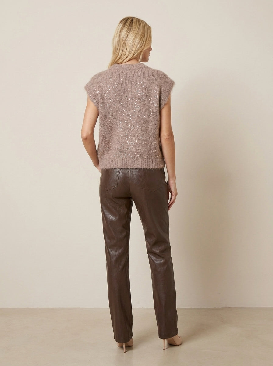 Sleeveless mohair sweater with sequin inserts - z40r0268 - SOUVENIR