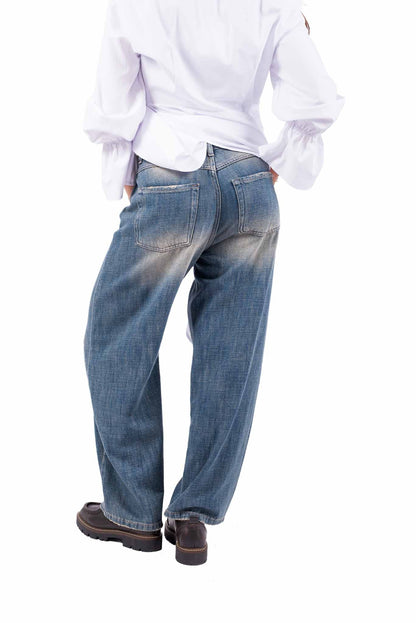 Jeans barrel dalla linea moderna  - noemi-blu-ai26 -  TENSIONE IN