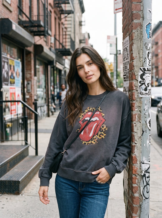 Tensione in oversized fleece sweatshirt with print, 100% cotton - rn727 - TENSIONE IN