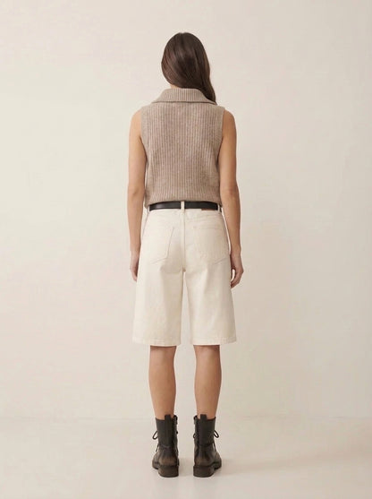 Maglia Smanicata in Misto Lana con Collo Alto Zippato e Lavorazione Sagomata - S03Y0568 - PHILIA LOFT