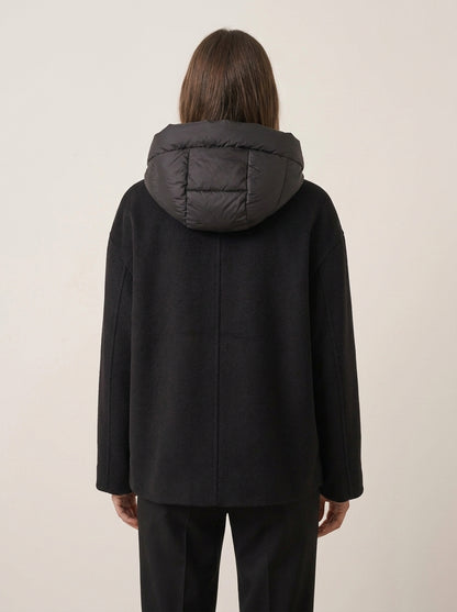 Boxy Wool-Blend Cloth Jacket with Padded Hood - az000 - OPERA
