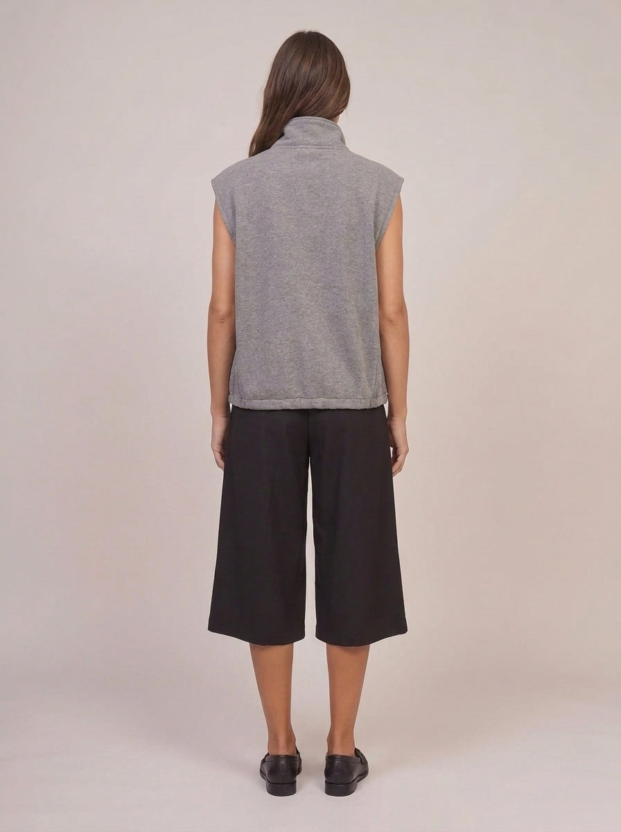 Gilet Smanicato Zippato in Misto Cotone con Collo Alto e Coulisse - r03l0674 - PHILIA LOFT