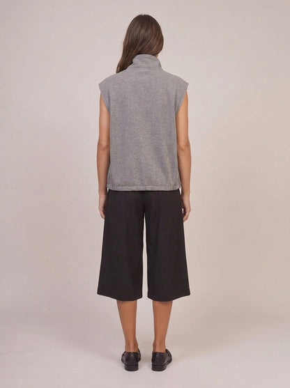 Gilet Smanicato Zippato in Misto Cotone con Collo Alto e Coulisse - r03l0674 - PHILIA LOFT