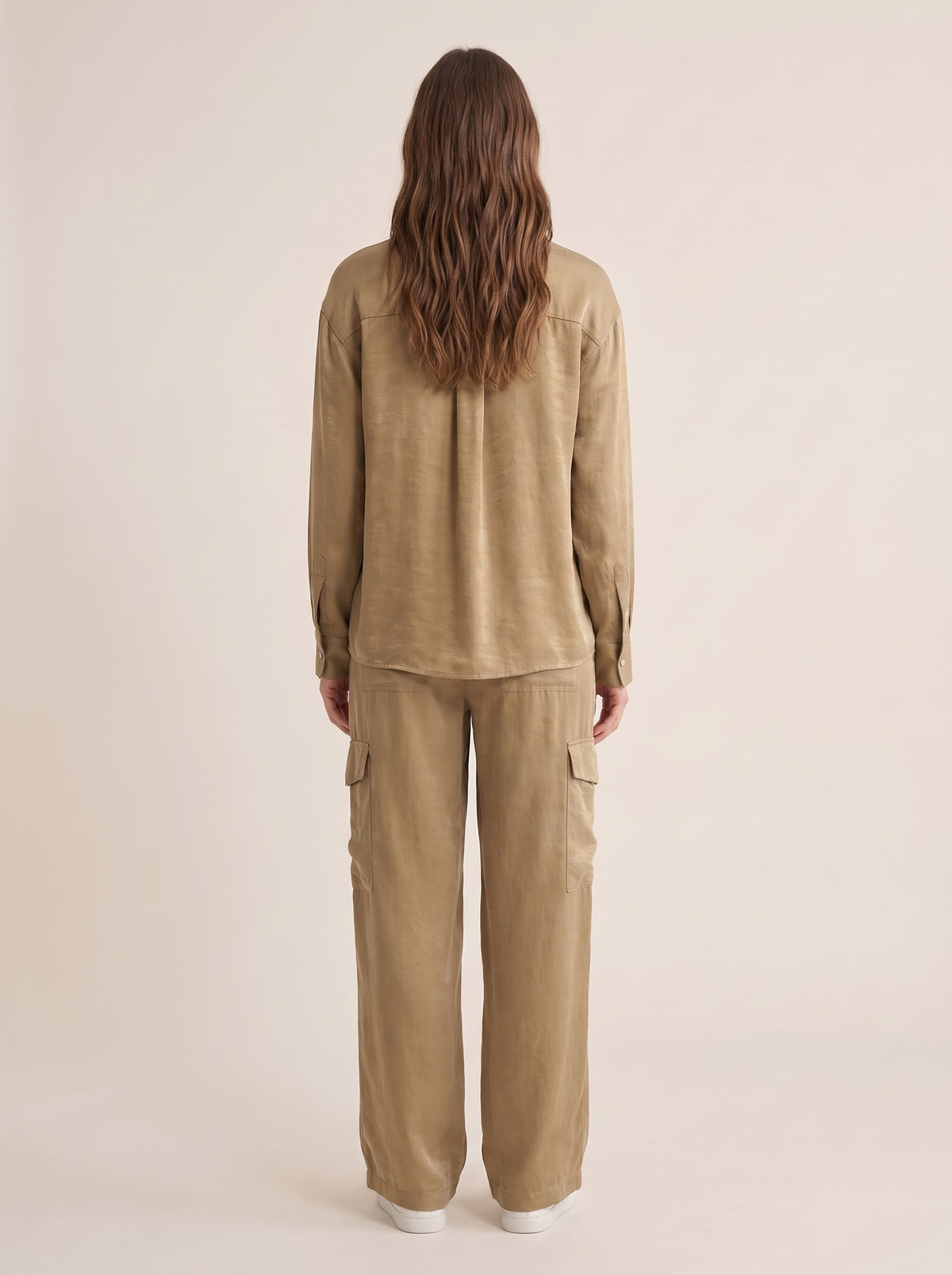 Pantaloni Cargo Wide-Leg Satinati con Tasconi - 26-4102camp - TENSIONE IN