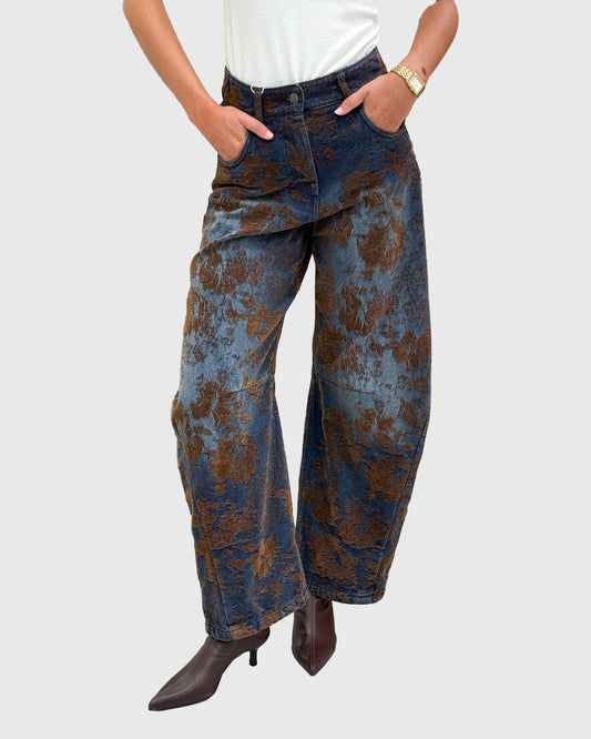 Jeans modello barrel con stampa in velluto moro in rilevow - 26p055 -  MOTEL
