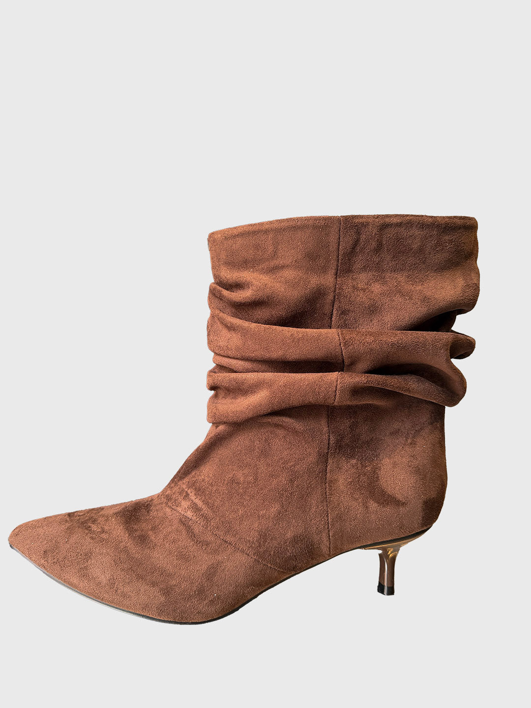 Ruched suede ankle boots with heel - fg30 - OVYE