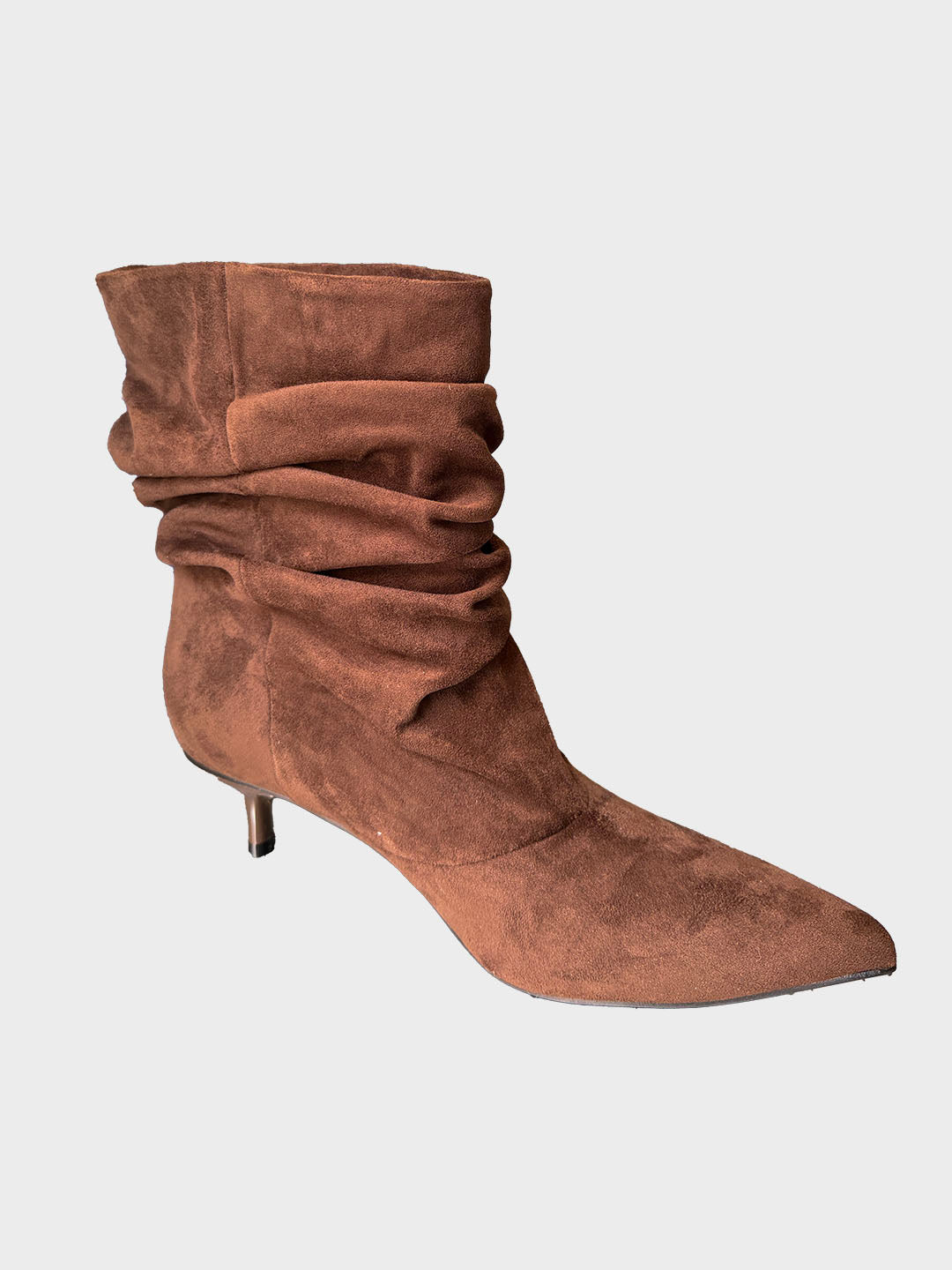Ruched suede ankle boots with heel - fg30 - OVYE