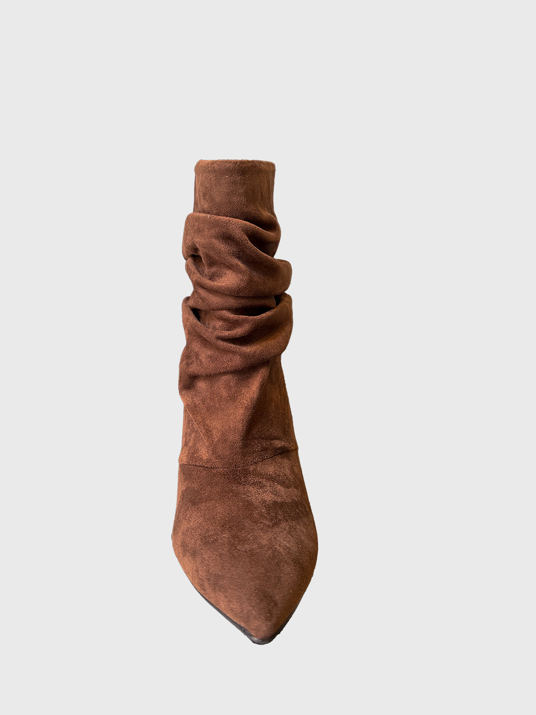 Ruched suede ankle boots with heel - fg30 - OVYE