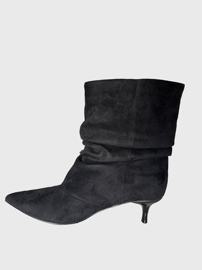 Ruched suede ankle boots with heel - fg30 - OVYE