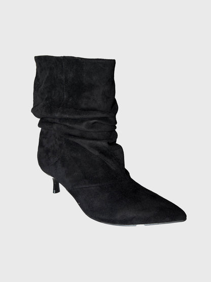 Ruched suede ankle boots with heel - fg30 - OVYE
